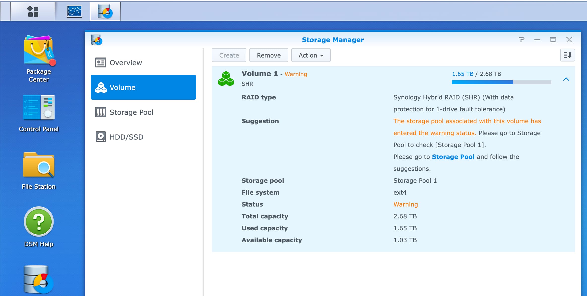 Synology nas warning
